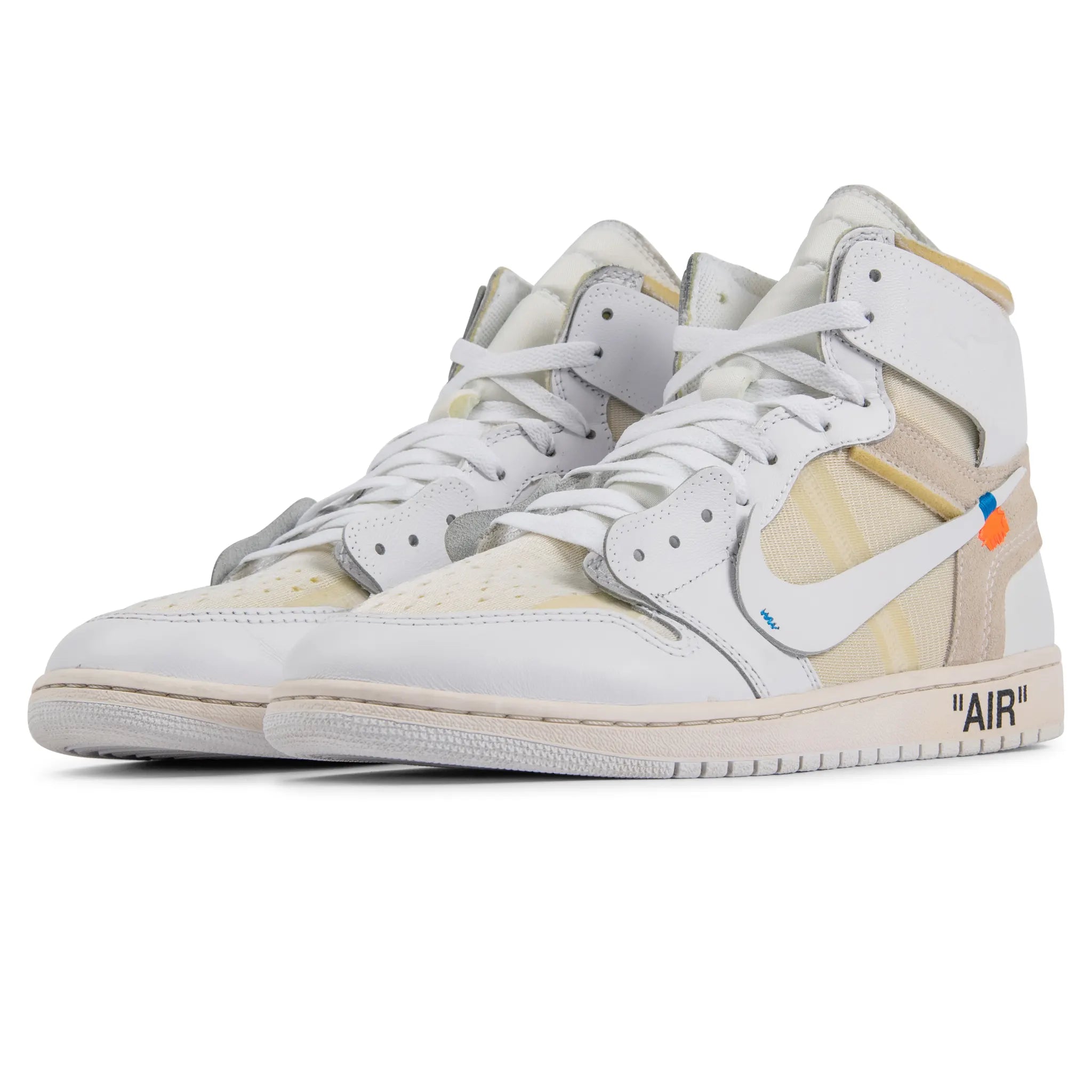 Front side view of Preloved - Off-White x Air Jordan 1 Retro High OG White AQ0818-148